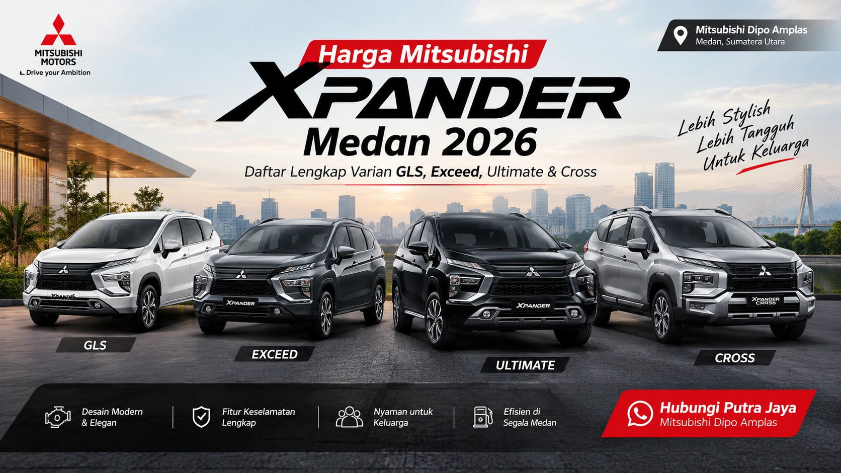 Harga Mitsubishi Xpander Medan 2026: Daftar Lengkap Varian GLS, Exceed, Ultimate & Cross