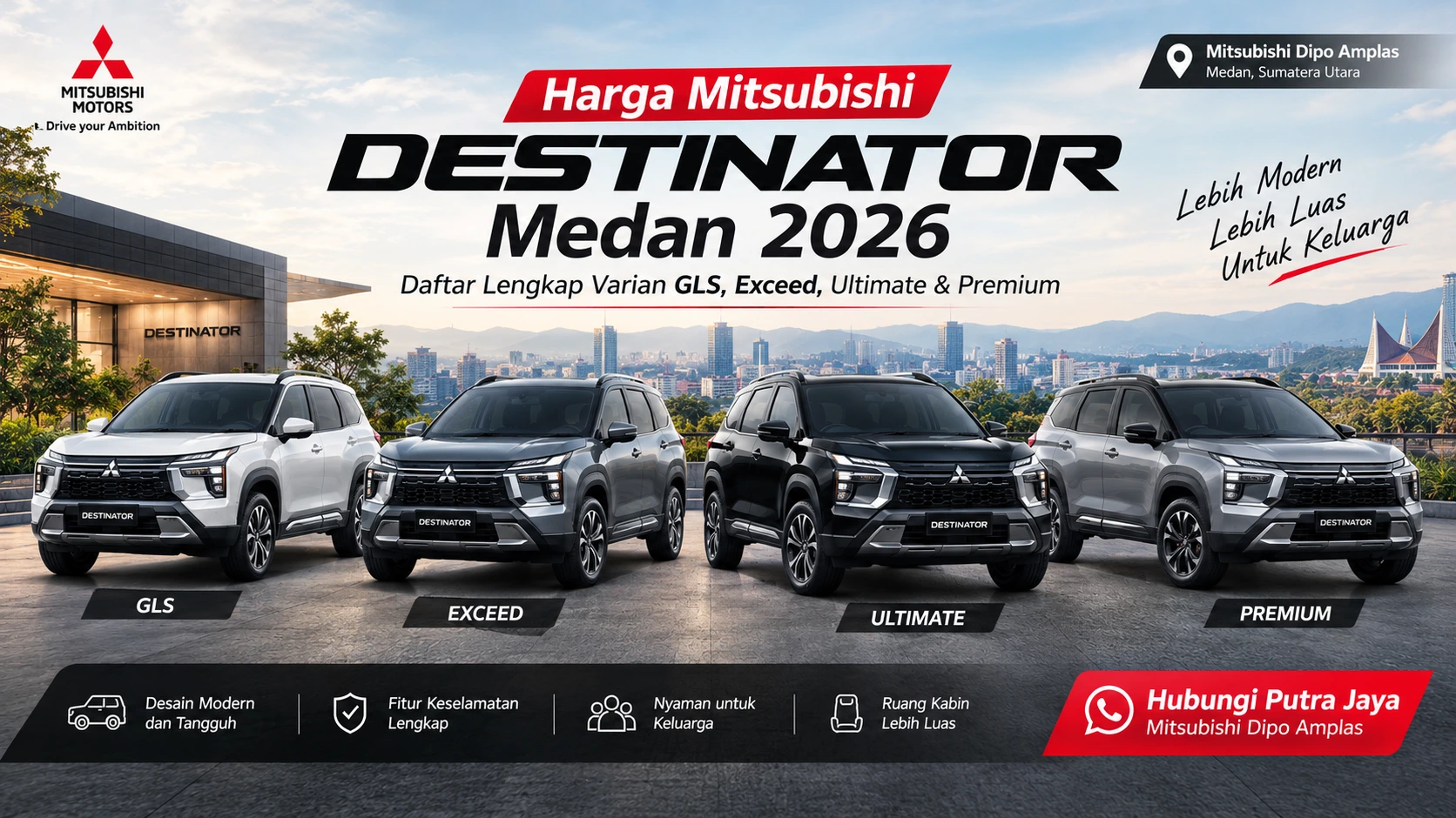 Harga Mitsubishi Destinator Medan 2026: Daftar Varian GLS, Exceed, Ultimate & Premium