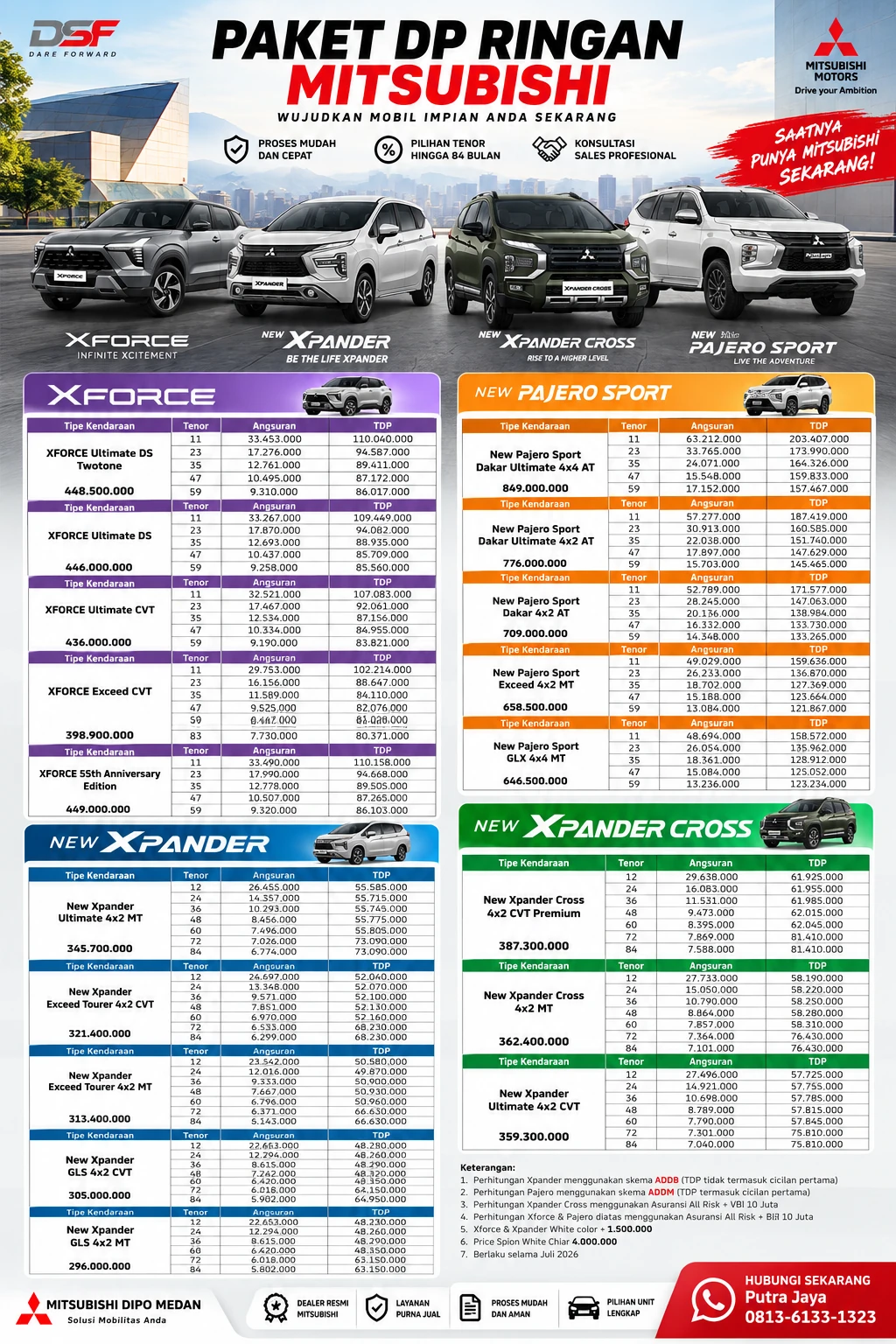 Foto tambahan 1 — Paket DP Ringan Mitsubishi Medan: XFORCE, Xpander, Xpander Cross & Pajero Sport