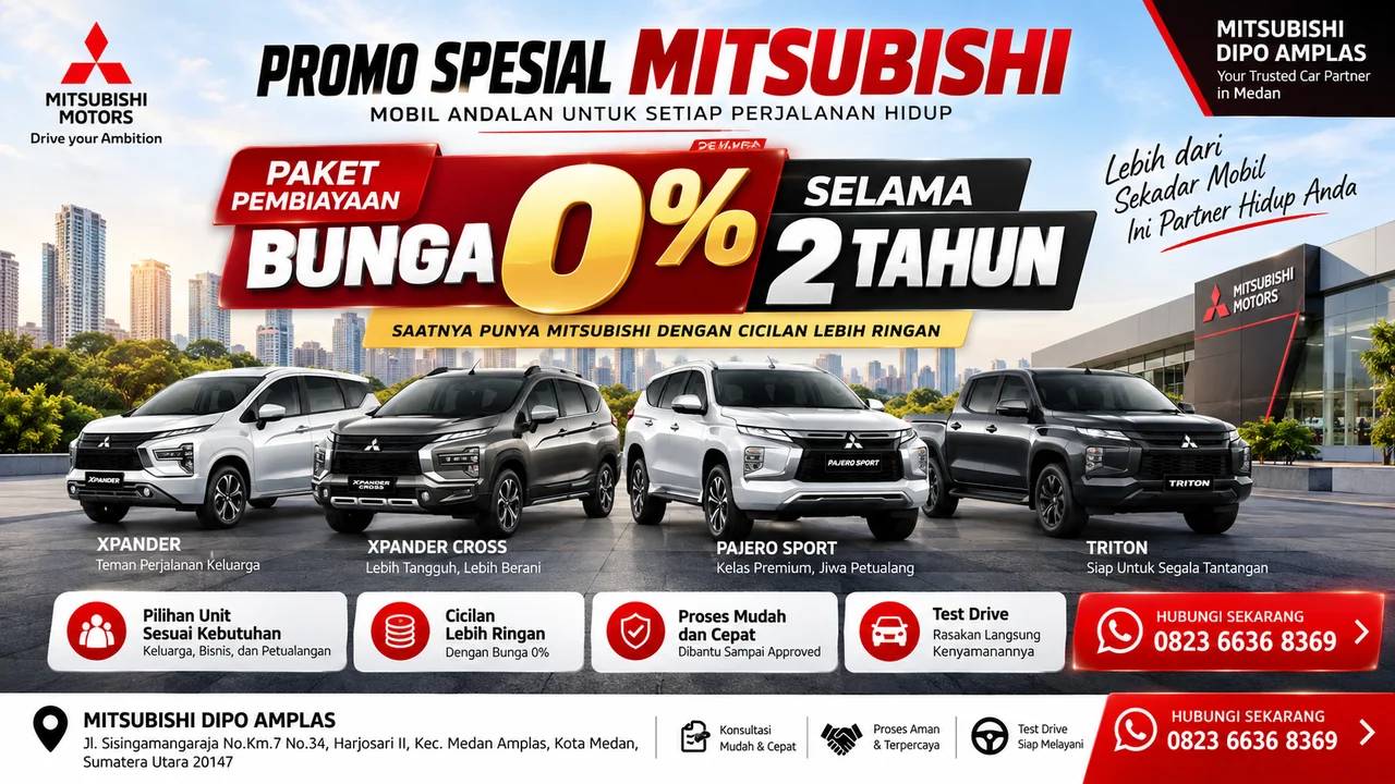 Bunga 0% hingga 2 Tahun untuk Xforce, Pajero Sport, Xpander, Xpander Cross & Destinator